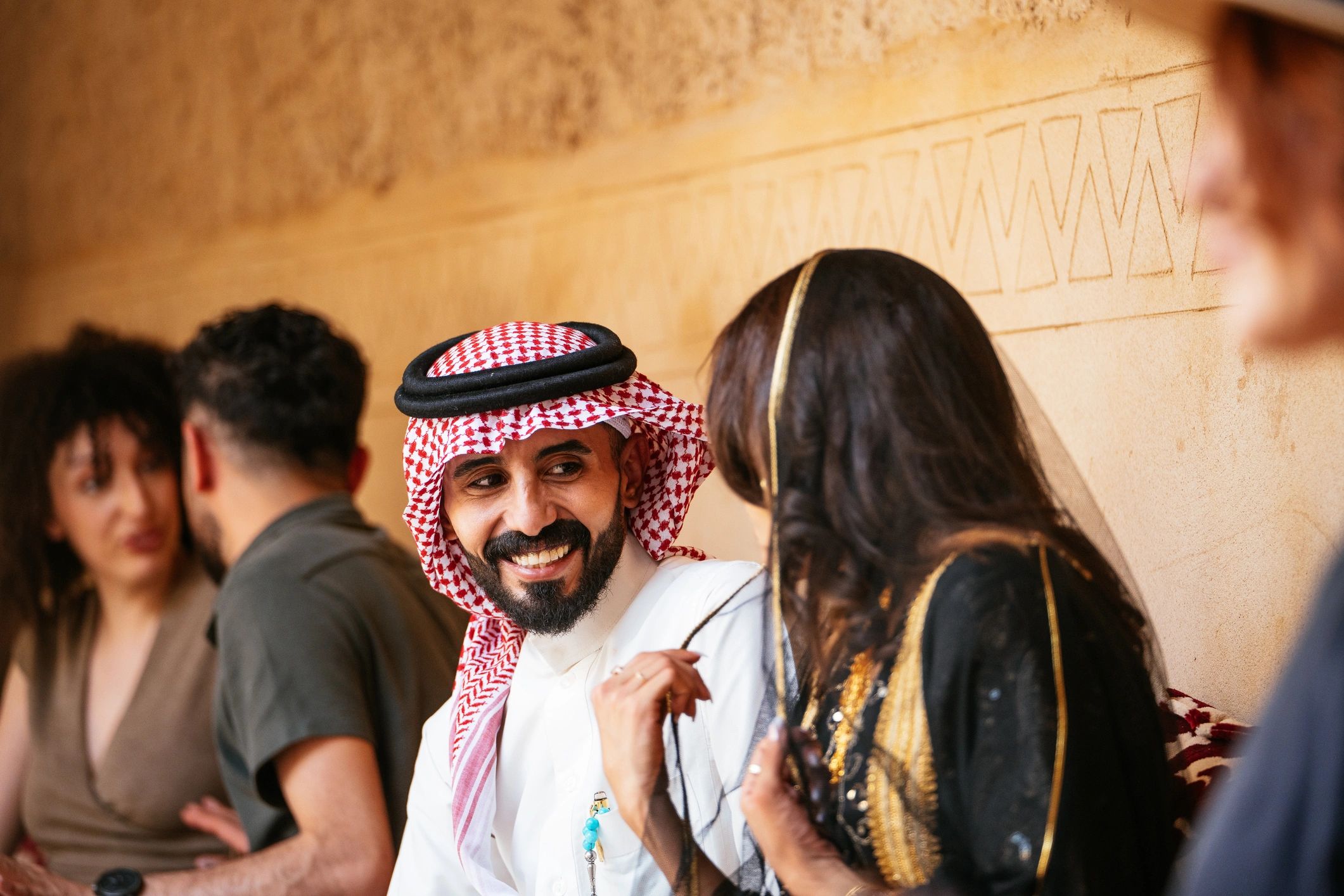 Pilgrims and travelers gathering together
